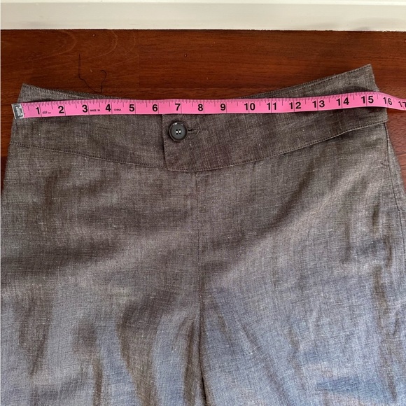 David N  Brown Linen Blend Crop Wide‎ Leg Pant Size: 8 - Picture 6 of 12
